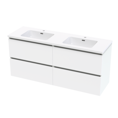 Pinnacle Ridge 1500DB 4 Drawer Wall Vanity in Ultra Gloss White