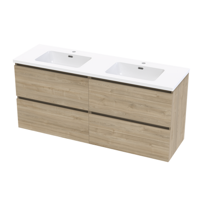 Pinnacle Ridge 1500DB 4 Drawer Wall Vanity in Ranfurly Oak
