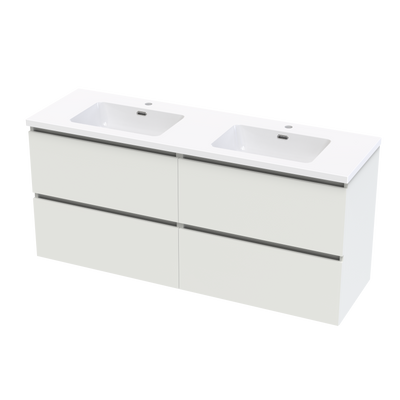 Pinnacle Ridge 1500DB 4 Drawer Wall Vanity in Perfect White