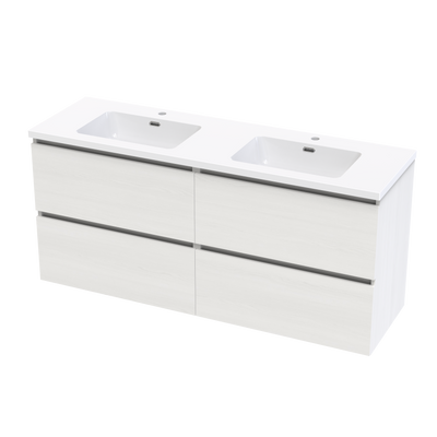 Pinnacle Ridge 1500DB 4 Drawer Wall Vanity in Nordic Ash