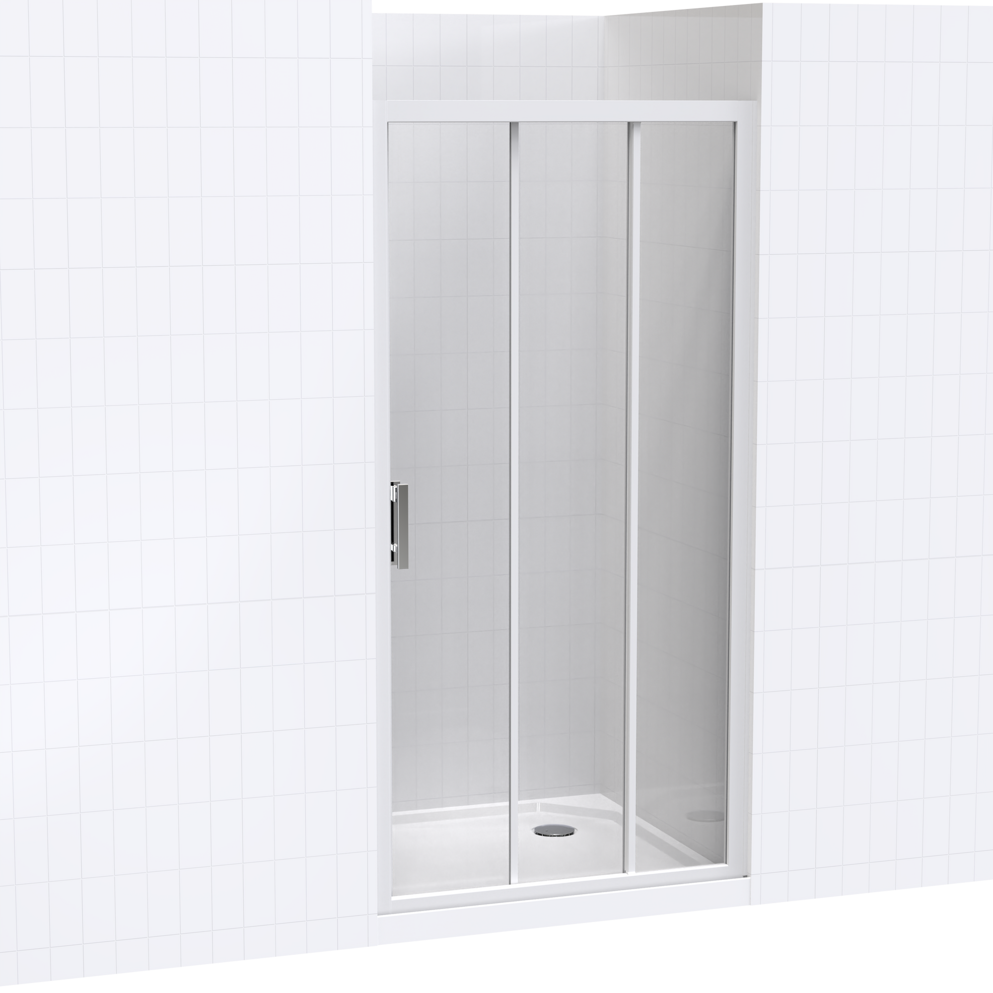 Cezanne Square 3 Sided Sliding Door Shower for Tiled Walls