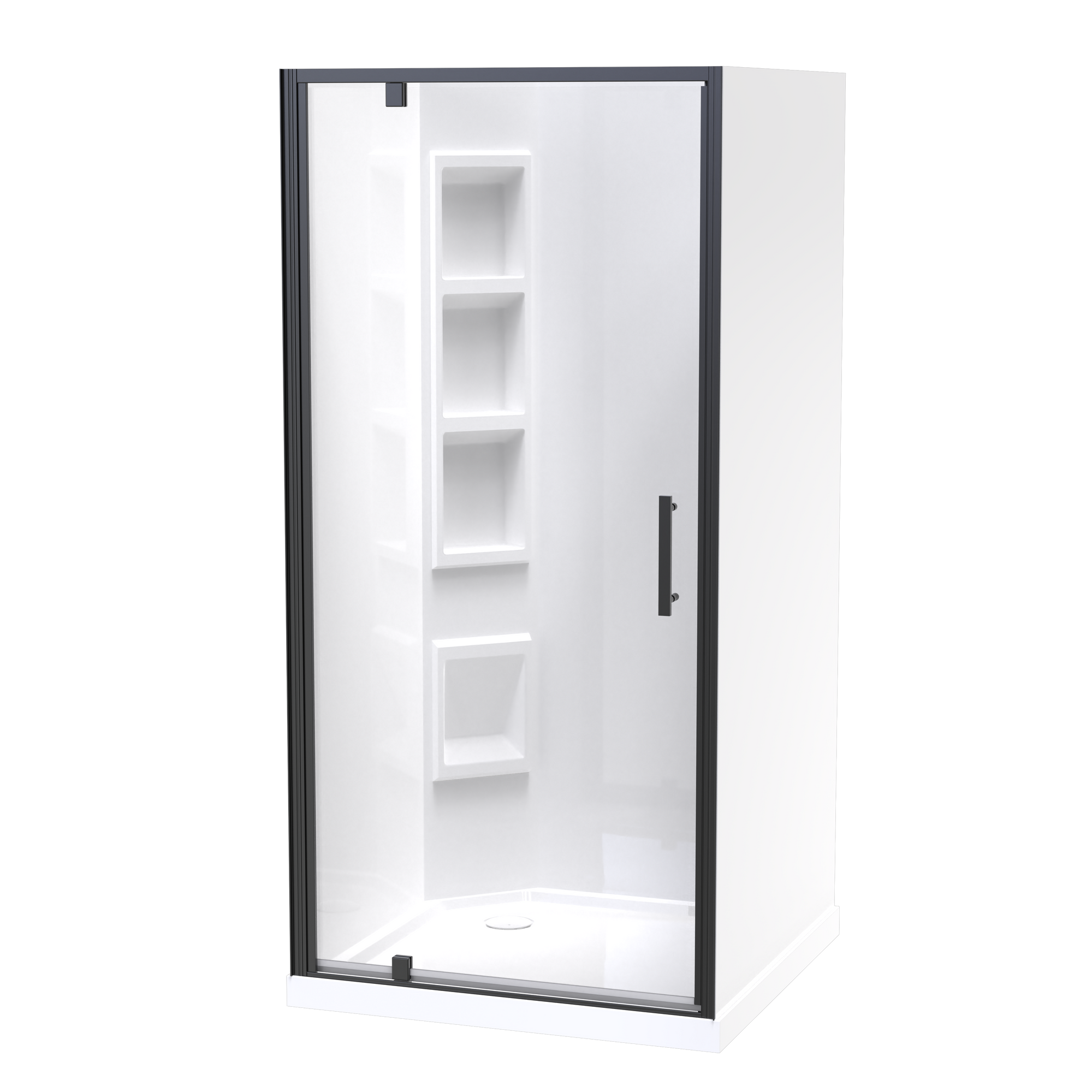 Millennium Square 3 Sided Pivot Door Acrylic Wall Shower