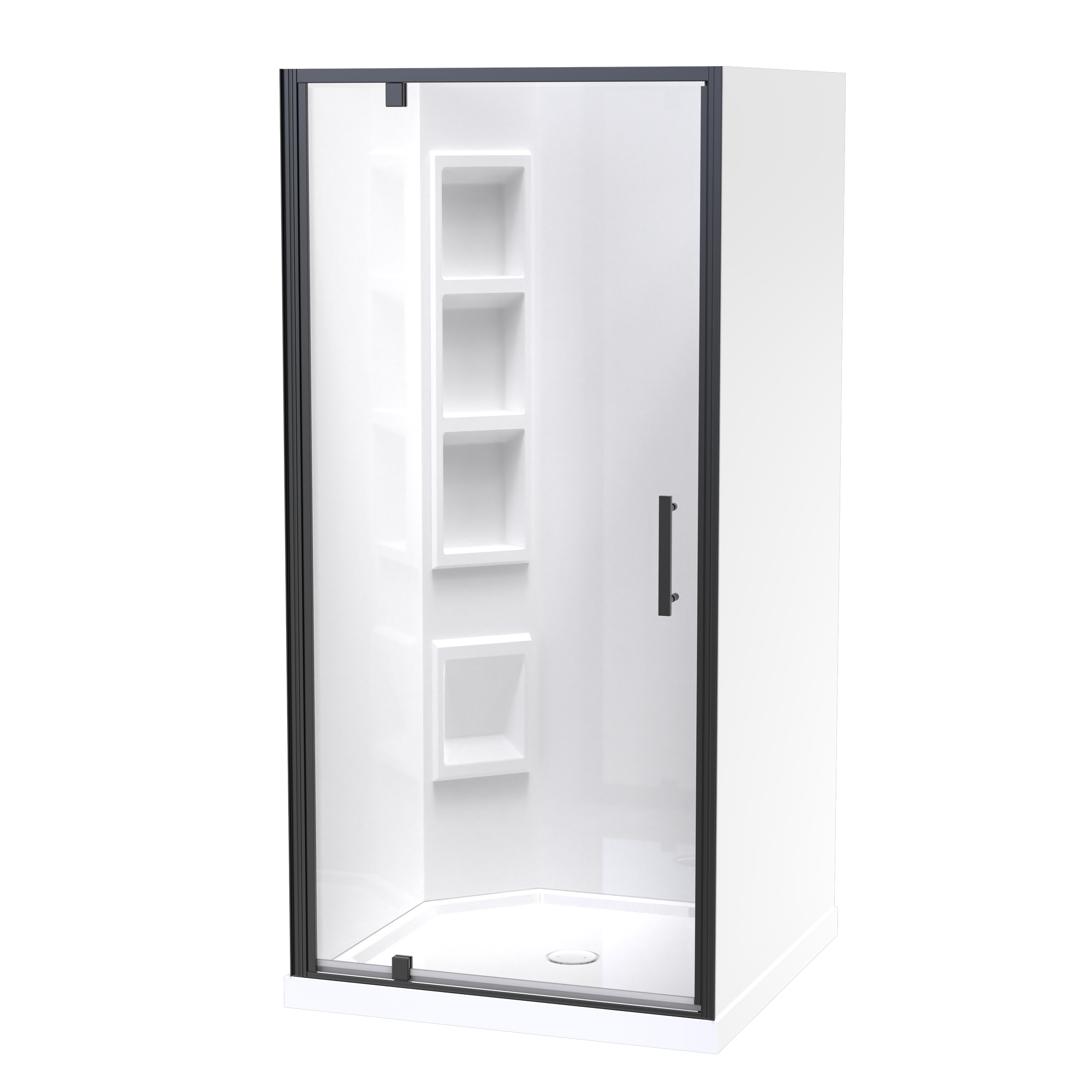 Millennium Square 3 Sided Pivot Door Acrylic Wall Shower