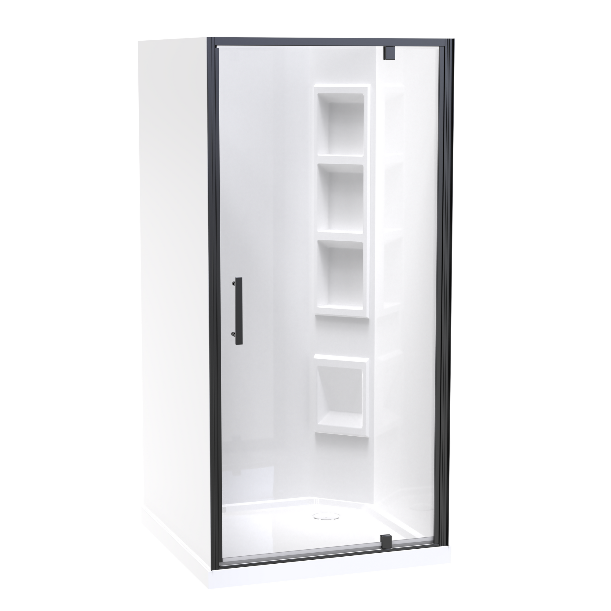 Millennium Square 3 Sided Pivot Door Acrylic Wall Shower