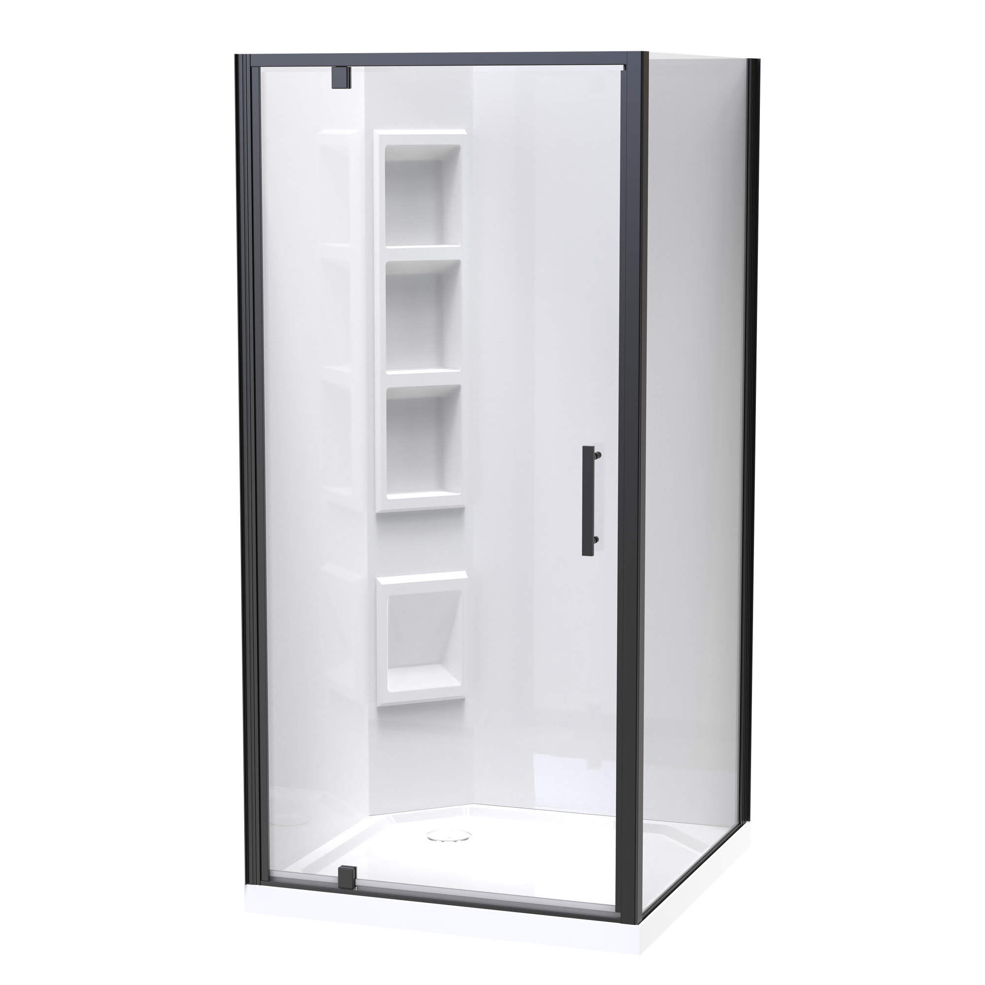 Millennium Square 2 Sided Pivot Door Acrylic Wall Shower