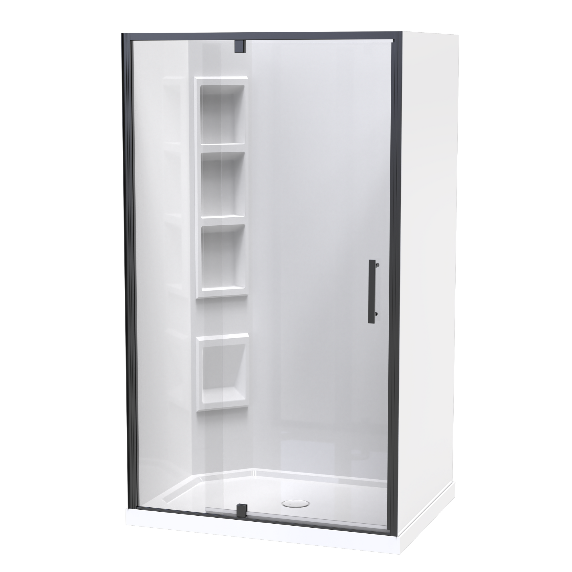 Millennium Rectangle 3 Sided Pivot Door Acrylic Wall Shower