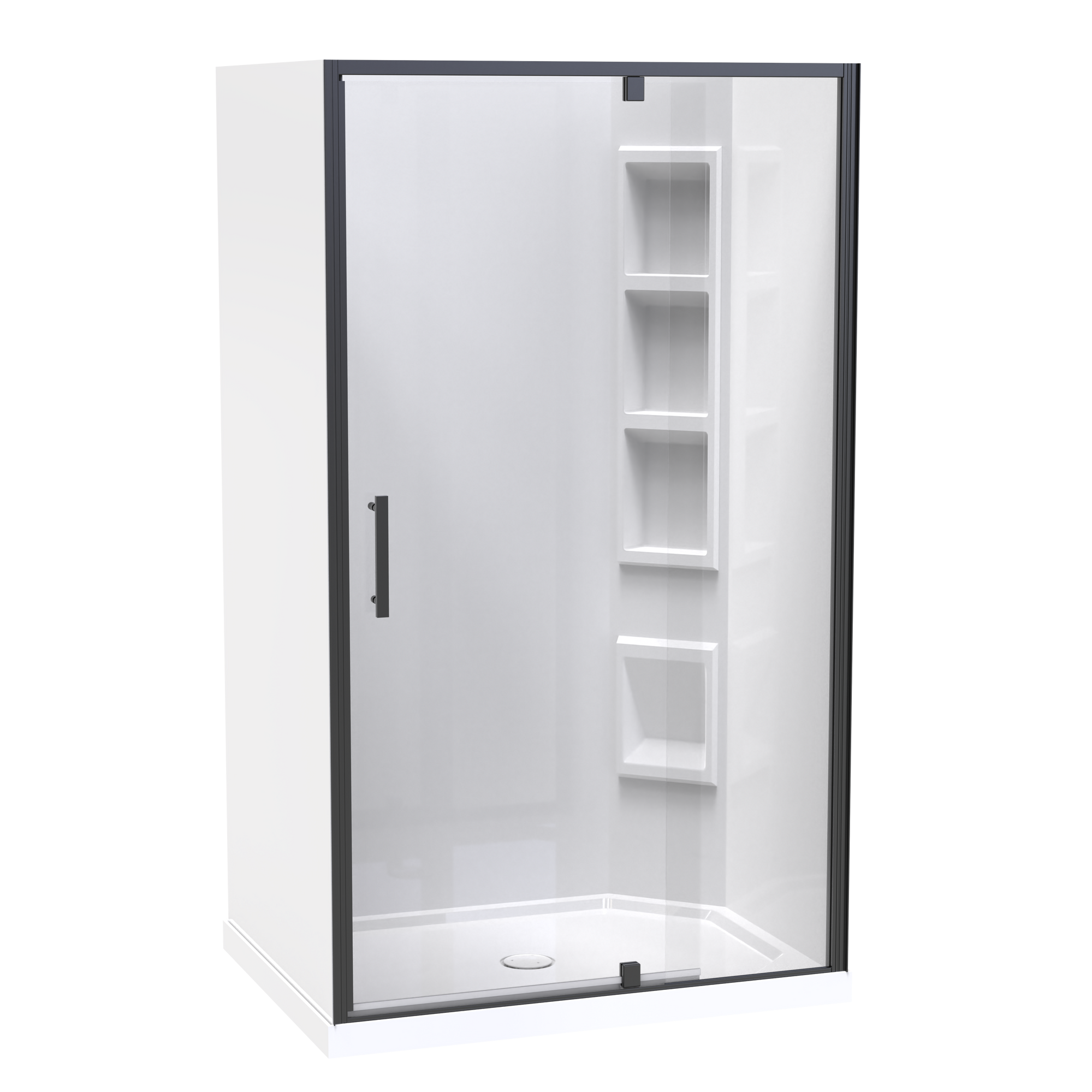 Millennium Square 3 Sided Pivot Door Acrylic Wall Shower