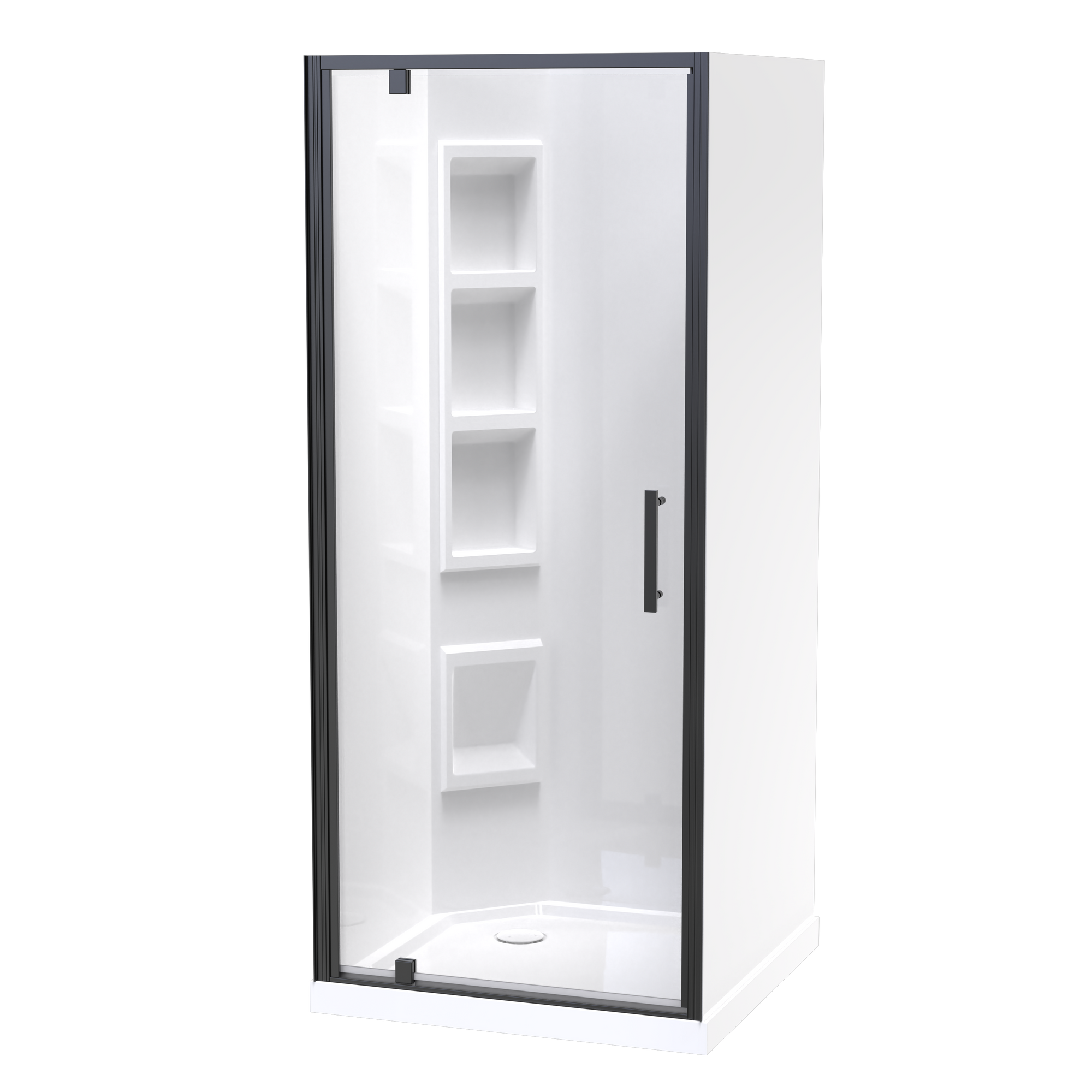 Millennium Square 3 Sided Pivot Door Acrylic Wall Shower