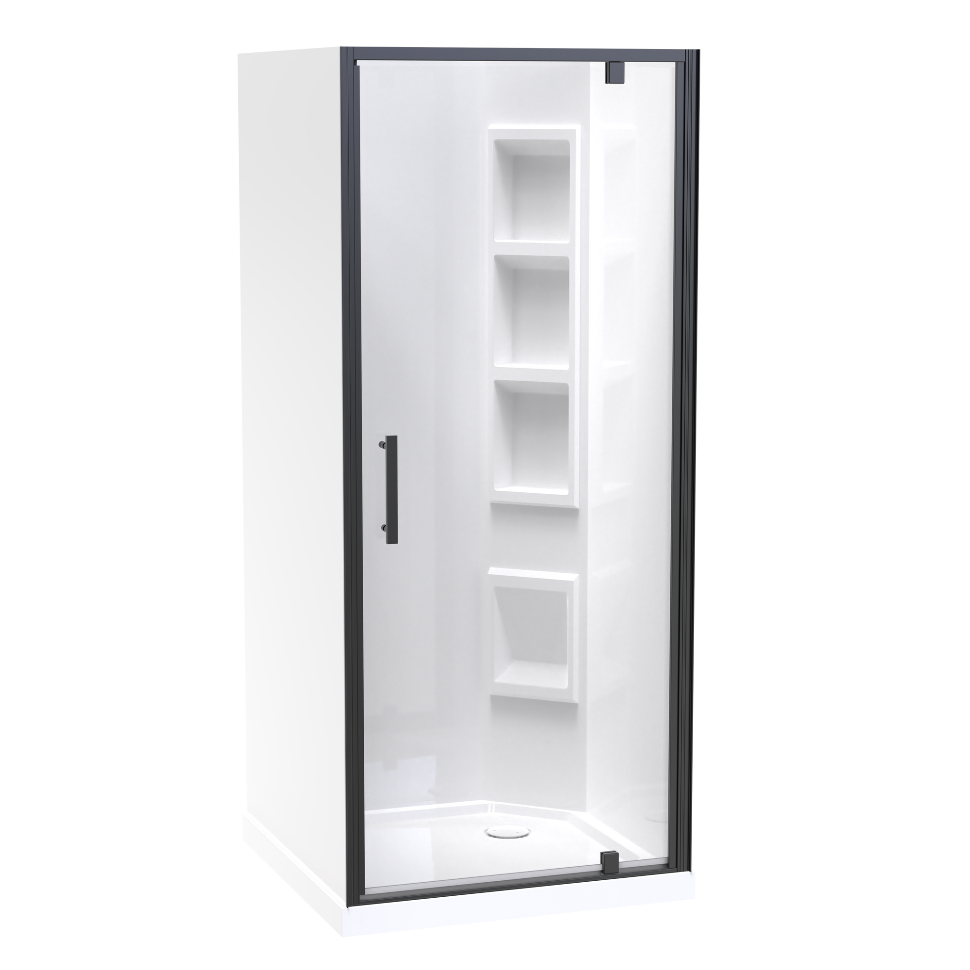 Millennium Square 3 Sided Pivot Door Acrylic Wall Shower