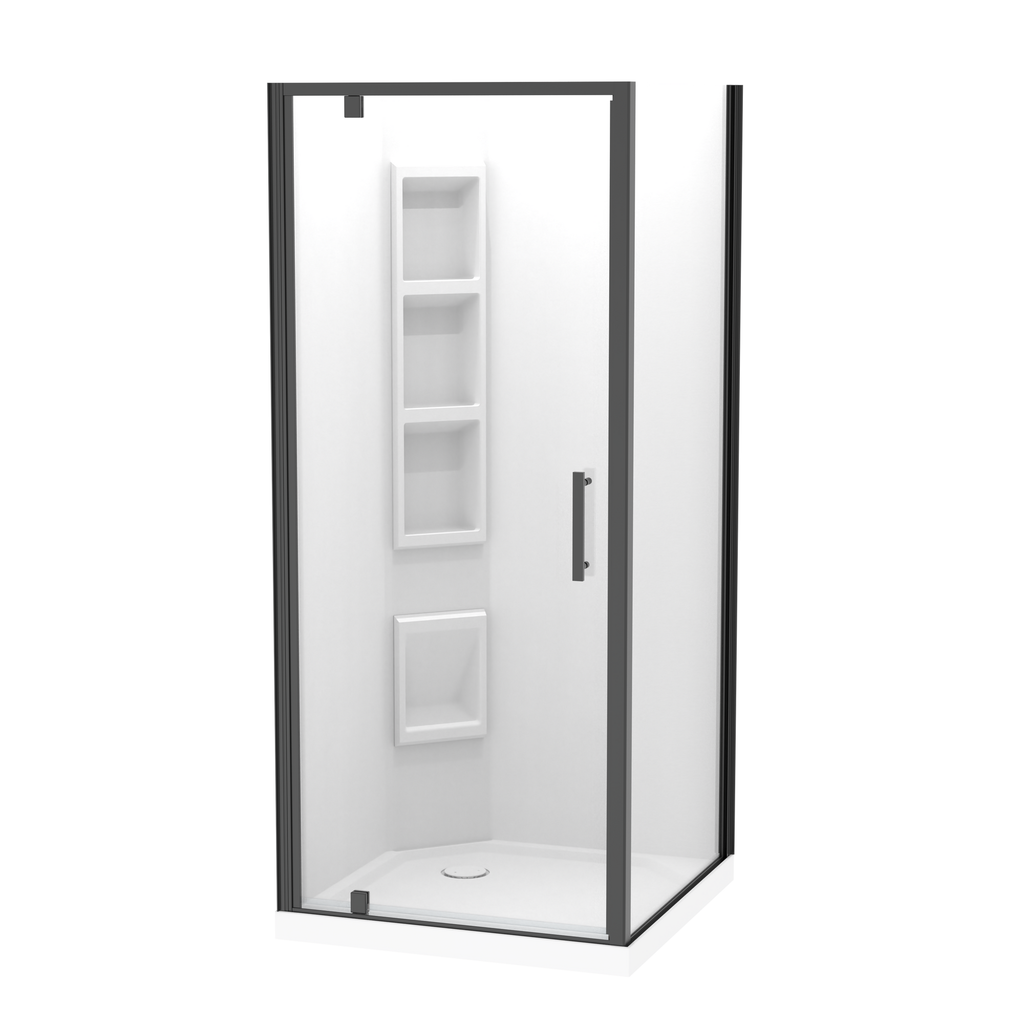 Millennium Square 2 Sided Pivot Door Acrylic Wall Shower