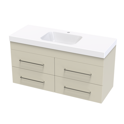 Cashmere Bolero 1200 4 Drawer Wall Vanity