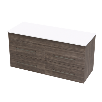 Cashmere Pro 1200 Double Bowl 4 Drawer Wall Vanity