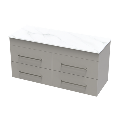 Cashmere Pro Arctic 1200 Double Bowl 4 Drawer Wall Vanity