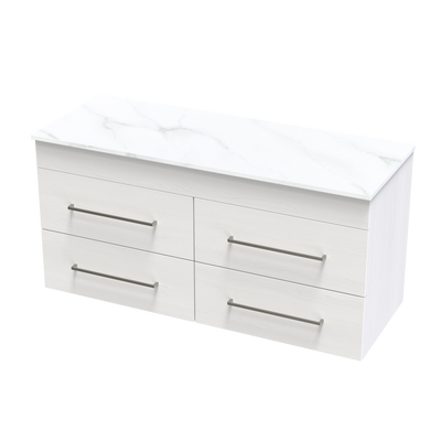 Cashmere Pro Arctic 1200 Double Bowl 4 Drawer Wall Vanity