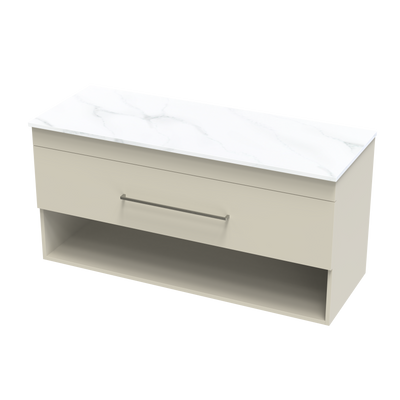 Cashmere Pro Arctic 1200 Double Bowl Drawer Open Wall Vanity