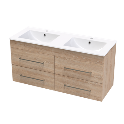 Cashmere Valley 1200 Double Bowl 4 Drawer Wall Vanity