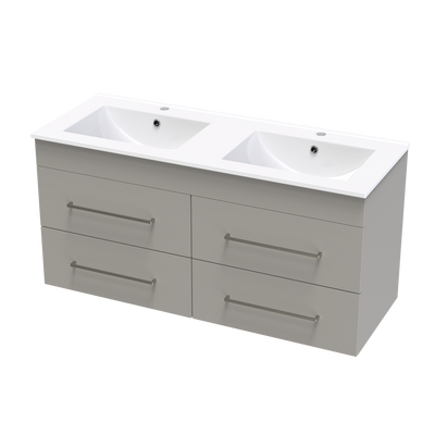 Cashmere Valley 1200 Double Bowl 4 Drawer Wall Vanity