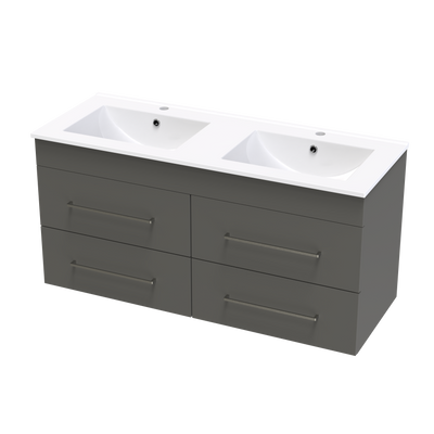 Cashmere Valley 1200 Double Bowl 4 Drawer Wall Vanity