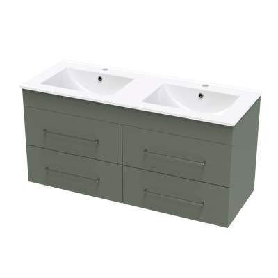 Cashmere Valley 1200 Double Bowl 4 Drawer Wall Vanity
