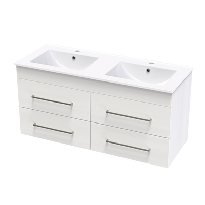 Cashmere Valley 1200 Double Bowl 4 Drawer Wall Vanity