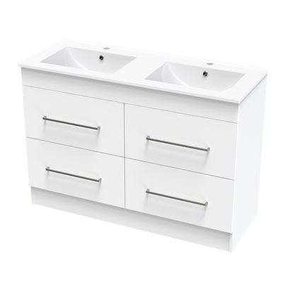Cashmere Valley 1200 Double Bowl 4 Drawer Floor Vanity