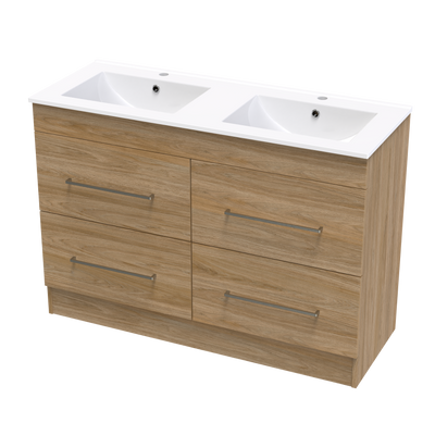 Cashmere Valley 1200 Double Bowl 4 Drawer Floor Vanity