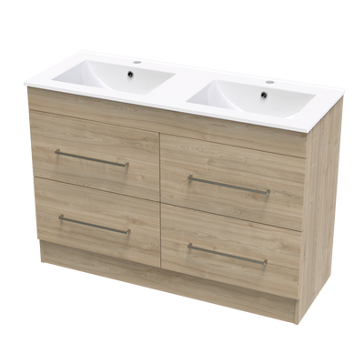 Cashmere Valley 1200 Double Bowl 4 Drawer Floor Vanity