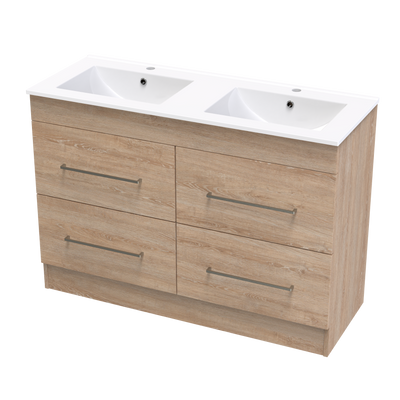 Cashmere Valley 1200 Double Bowl 4 Drawer Floor Vanity