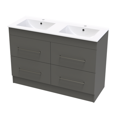 Cashmere Valley 1200 Double Bowl 4 Drawer Floor Vanity
