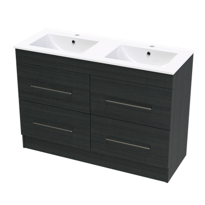 Cashmere Valley 1200 Double Bowl 4 Drawer Floor Vanity