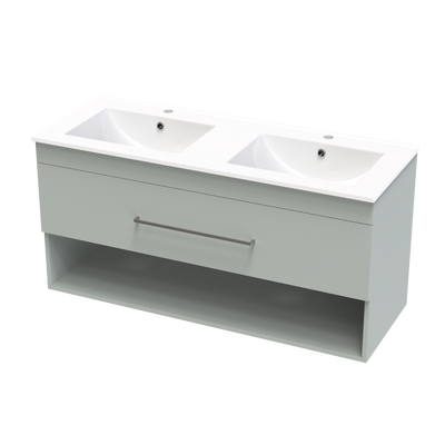 Cashmere Drawer Open Shelf 1200mm Double Bowl Wall Hung Vanity