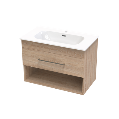 Cashmere Aura 800 Drawer Open Shelf Wall Vanity