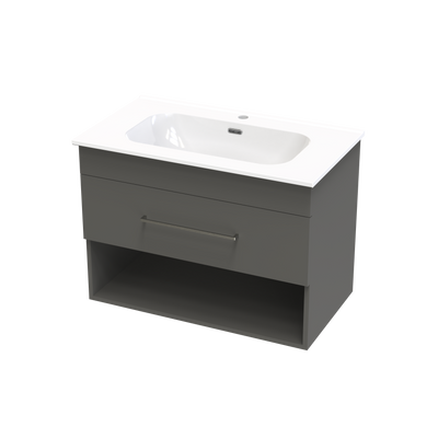 Cashmere Aura 800 Drawer Open Shelf Wall Vanity