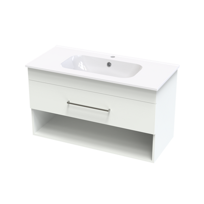 Cashmere Aura 1000 Drawer Open Shelf Wall Vanity