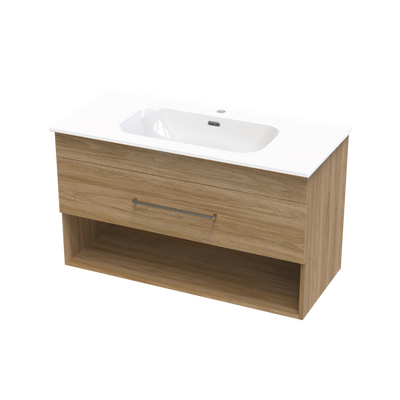 Cashmere Aura 1000 Drawer Open Shelf Wall Vanity