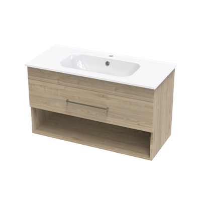 Cashmere Aura 1000 Drawer Open Shelf Wall Vanity