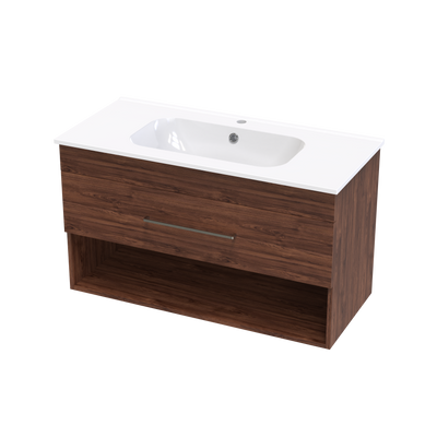 Cashmere Aura 1000 Drawer Open Shelf Wall Vanity