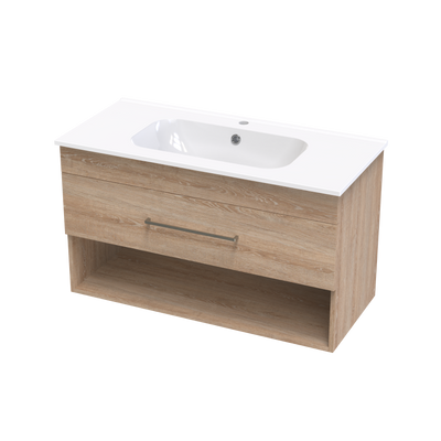 Cashmere Aura 1000 Drawer Open Shelf Wall Vanity