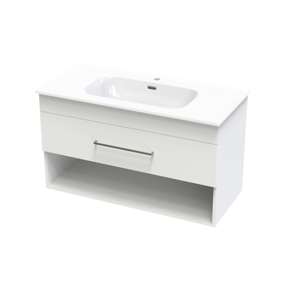 Cashmere Aura 1000 Drawer Open Shelf Wall Vanity