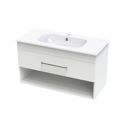 Cashmere Aura 1000 Drawer Open Shelf Wall Vanity