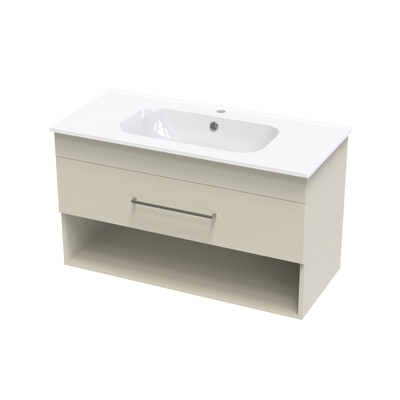 Cashmere Aura 1000 Drawer Open Shelf Wall Vanity