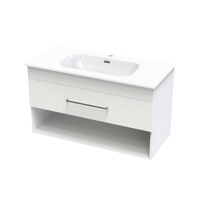 Cashmere Aura 1000 Drawer Open Shelf Wall Vanity