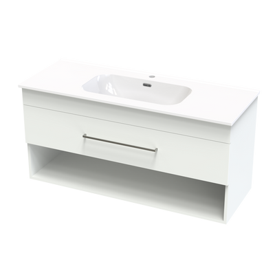 Cashmere Aura 1200 Drawer Open Shelf Wall Vanity