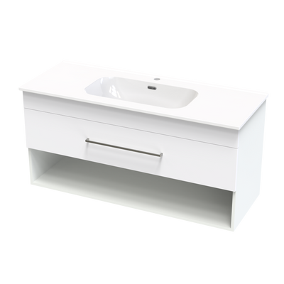 Cashmere Aura 1200 Drawer Open Shelf Wall Vanity
