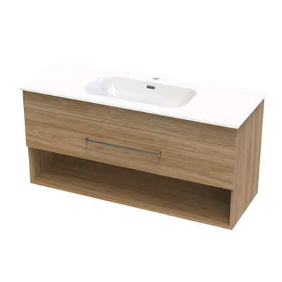 Cashmere Aura 1200 Drawer Open Shelf Wall Vanity