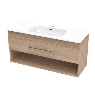 Cashmere Aura 1200 Drawer Open Shelf Wall Vanity