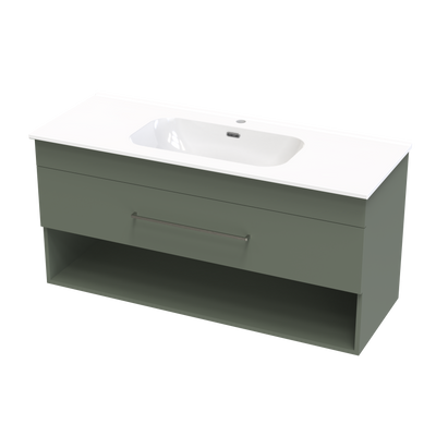 Cashmere Aura 1200 Drawer Open Shelf Wall Vanity