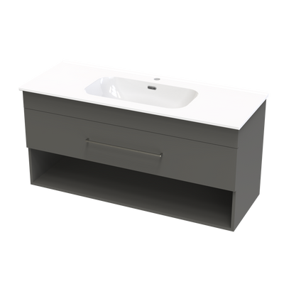 Cashmere Aura 1200 Drawer Open Shelf Wall Vanity