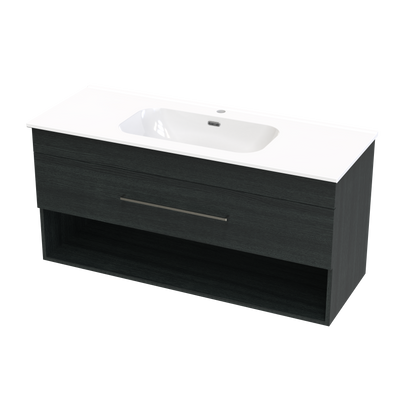 Cashmere Aura 1200 Drawer Open Shelf Wall Vanity
