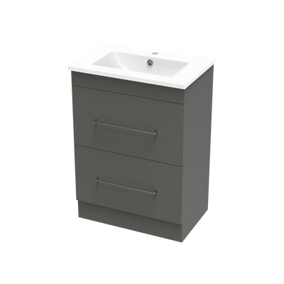 Cashmere Slim 600 Double Drawer Floor Vanity